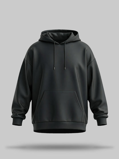 Black Unisex solid heavyweight Hooded Sweatshirt