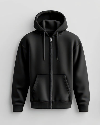 Plain Cotton Fleece Unisex Heavyweight Zip Hoodie