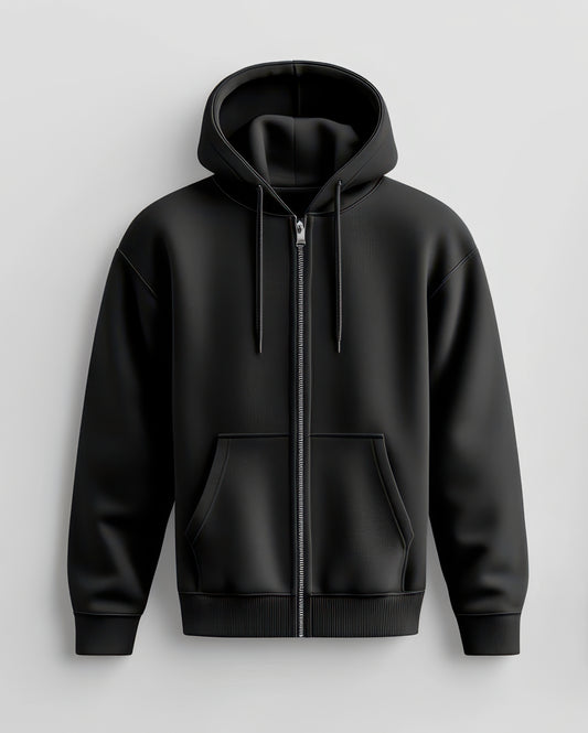 Plain Cotton Fleece Unisex Heavyweight Zip Hoodie