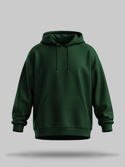 Bottle Green Oversized solid heavyweight Hooded Sweatshirt