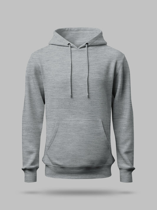 Grey Melange Solid lightweight Hooded Sweatshirt