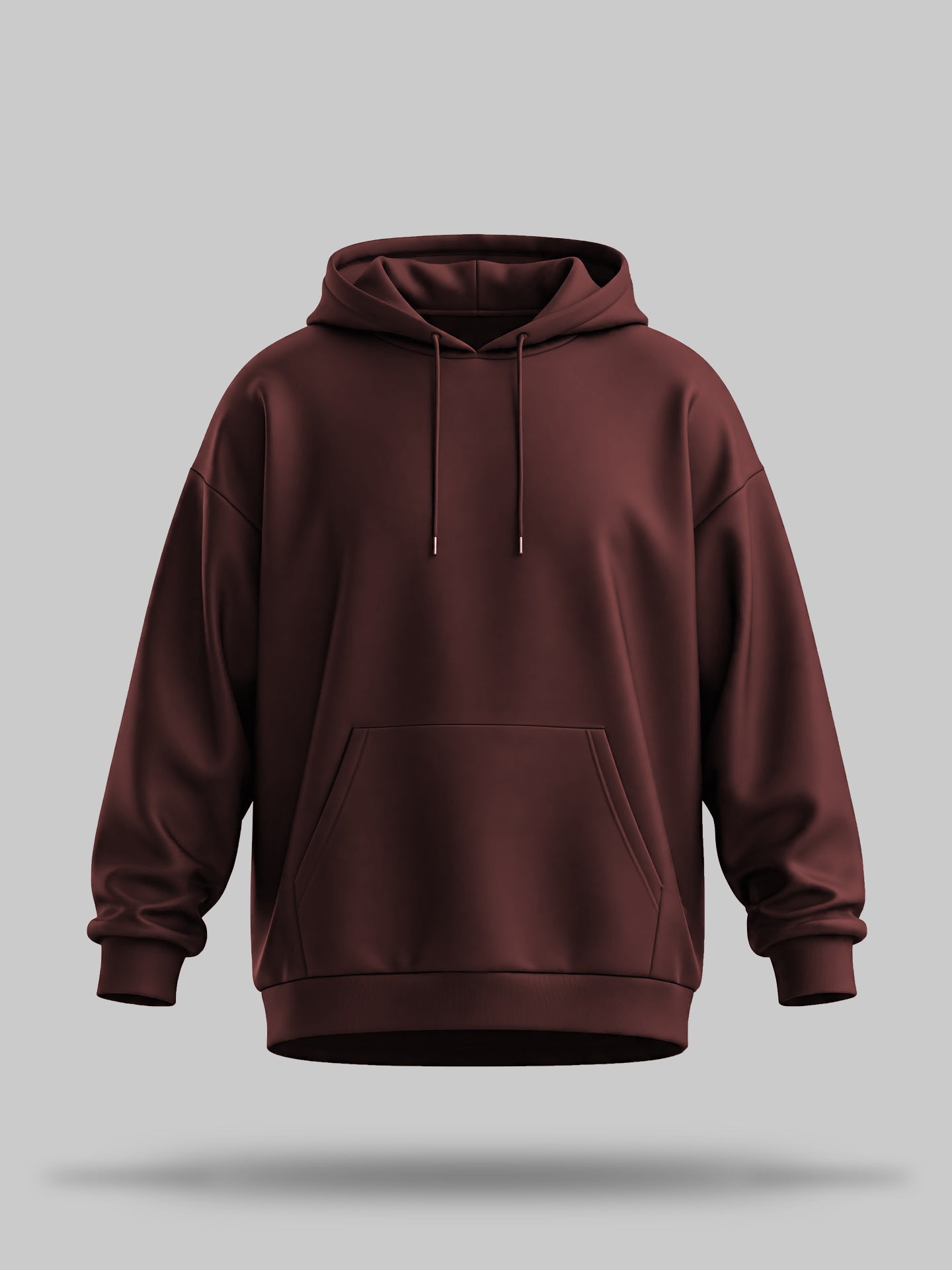 Maroon Oversized solid heavyweight Hooded Sweatshirt