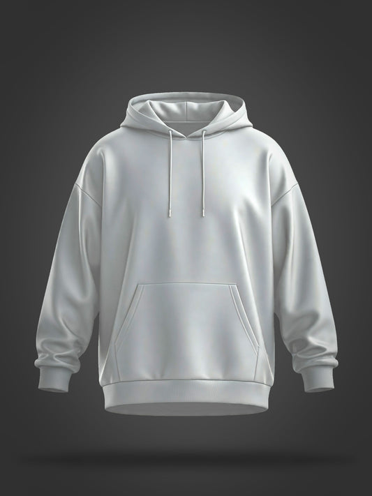 White Oversized solid heavyweight Hooded Sweatshirt