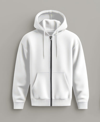 Plain Cotton Fleece Unisex Heavyweight Zip Hoodie